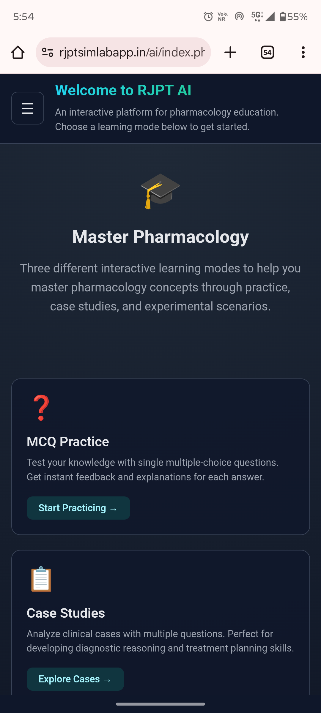 RJPT SimLab AI Assistant Interface