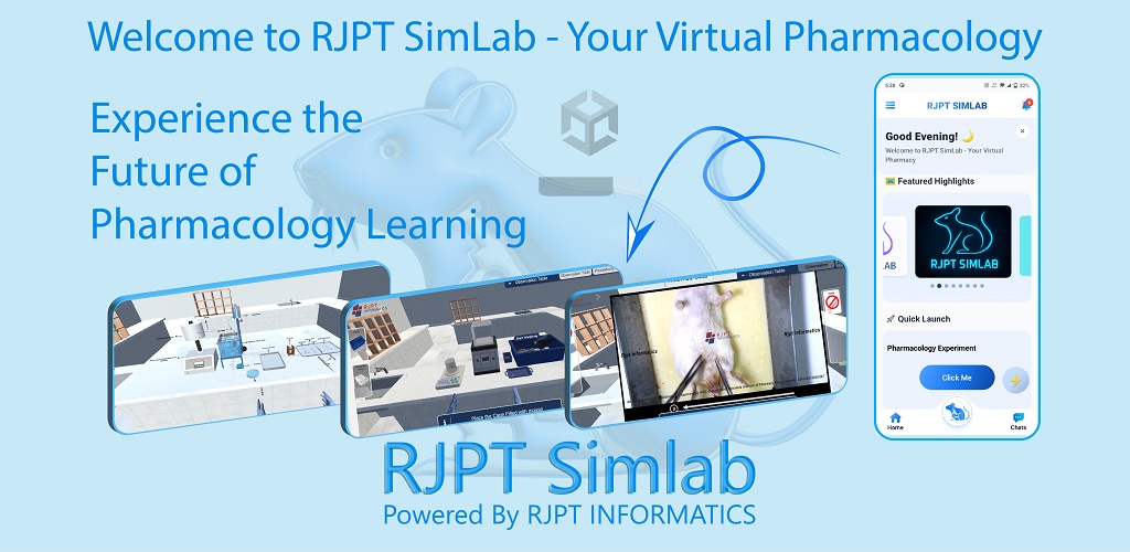 RJPT SimLab Promotional Banner showing app interface and simulations