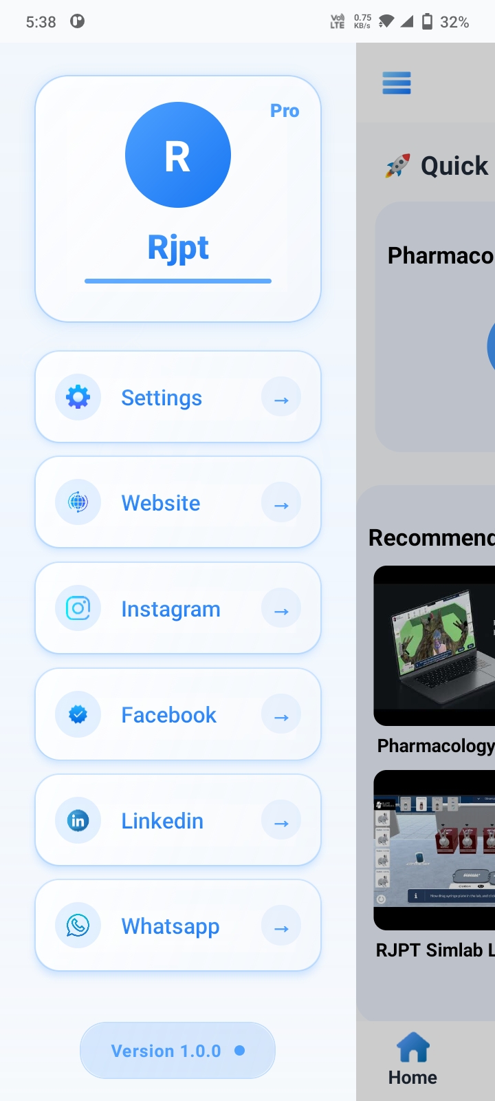 User Drawer Screen